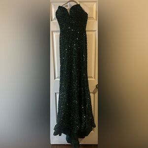JVN Dark Green Sequin Maxi Dress
